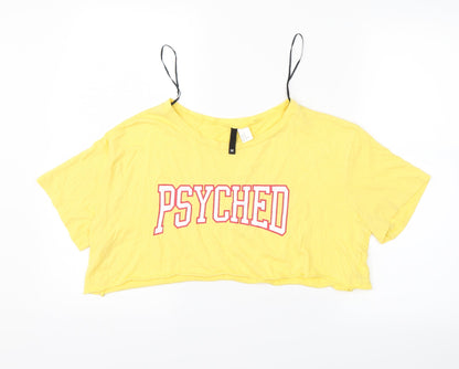 Womens UK Size M Divided Yellow Cropped T-Shirt