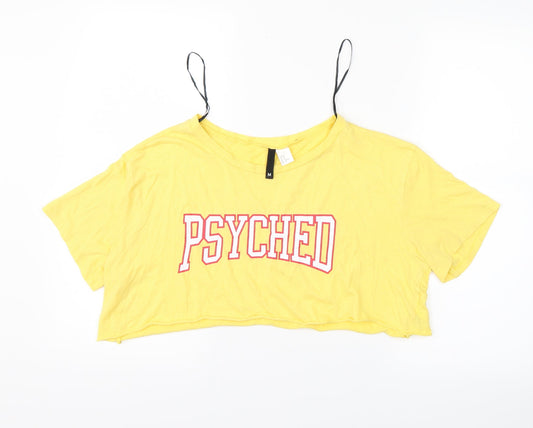 Womens UK Size M Divided Yellow Cropped T-Shirt