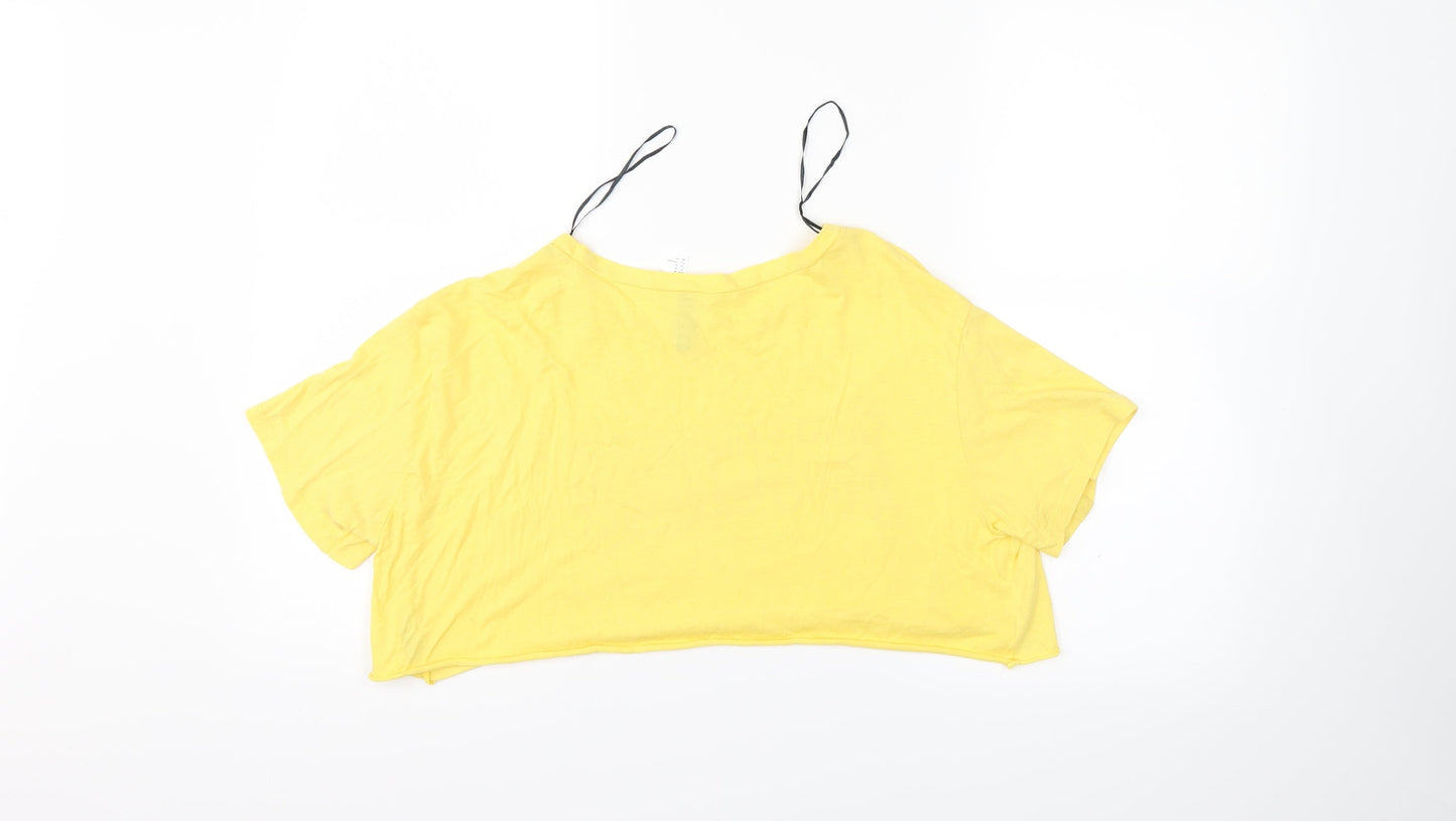 Womens UK Size M Divided Yellow Cropped T-Shirt