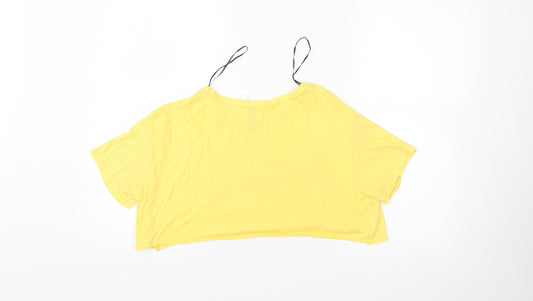 Womens UK Size M Divided Yellow Cropped T-Shirt