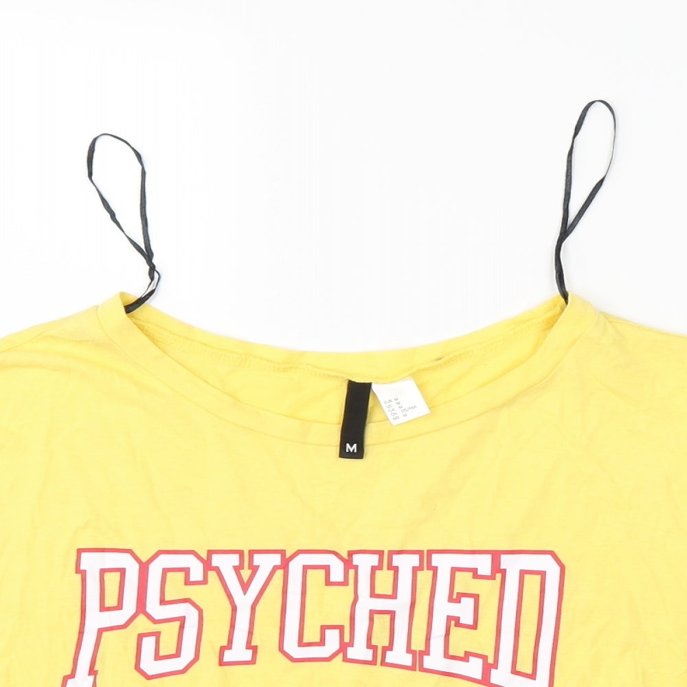 Womens UK Size M Divided Yellow Cropped T-Shirt