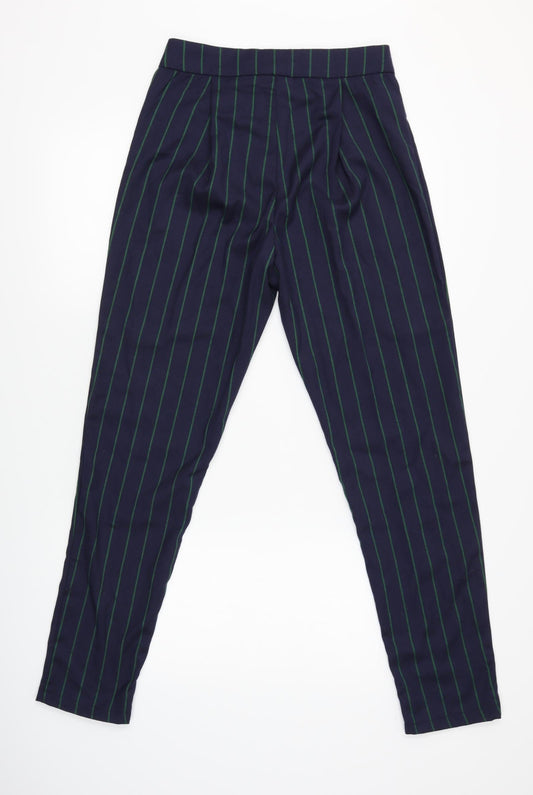 Pretty Little Thing Womens Blue Striped  Dress Pants Trousers Size 8 L28 in