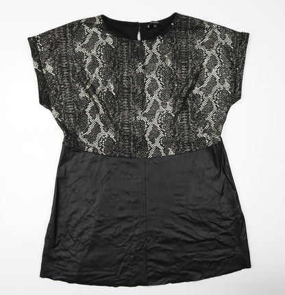 Simply Be Womens Black Animal Print  Shift  Size L