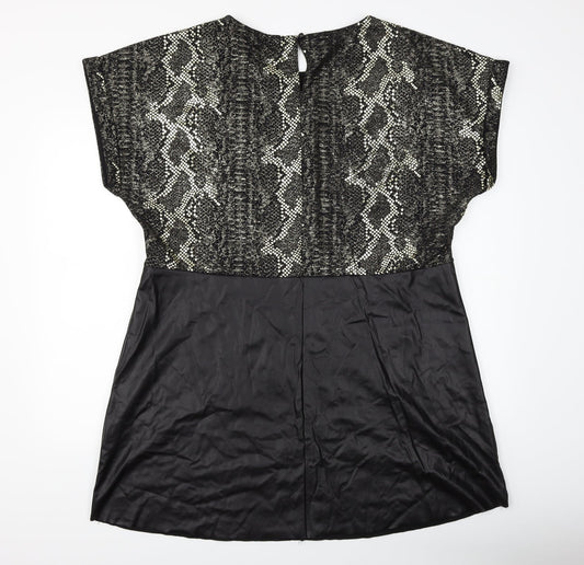 Simply Be Womens Black Animal Print  Shift  Size L