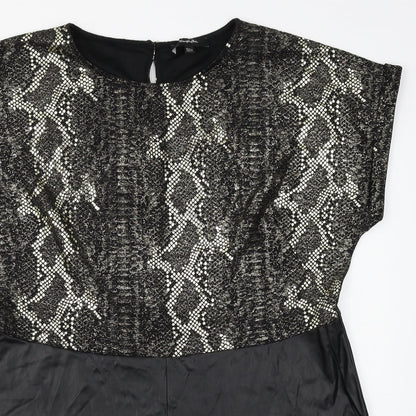 Simply Be Womens Black Animal Print  Shift  Size L