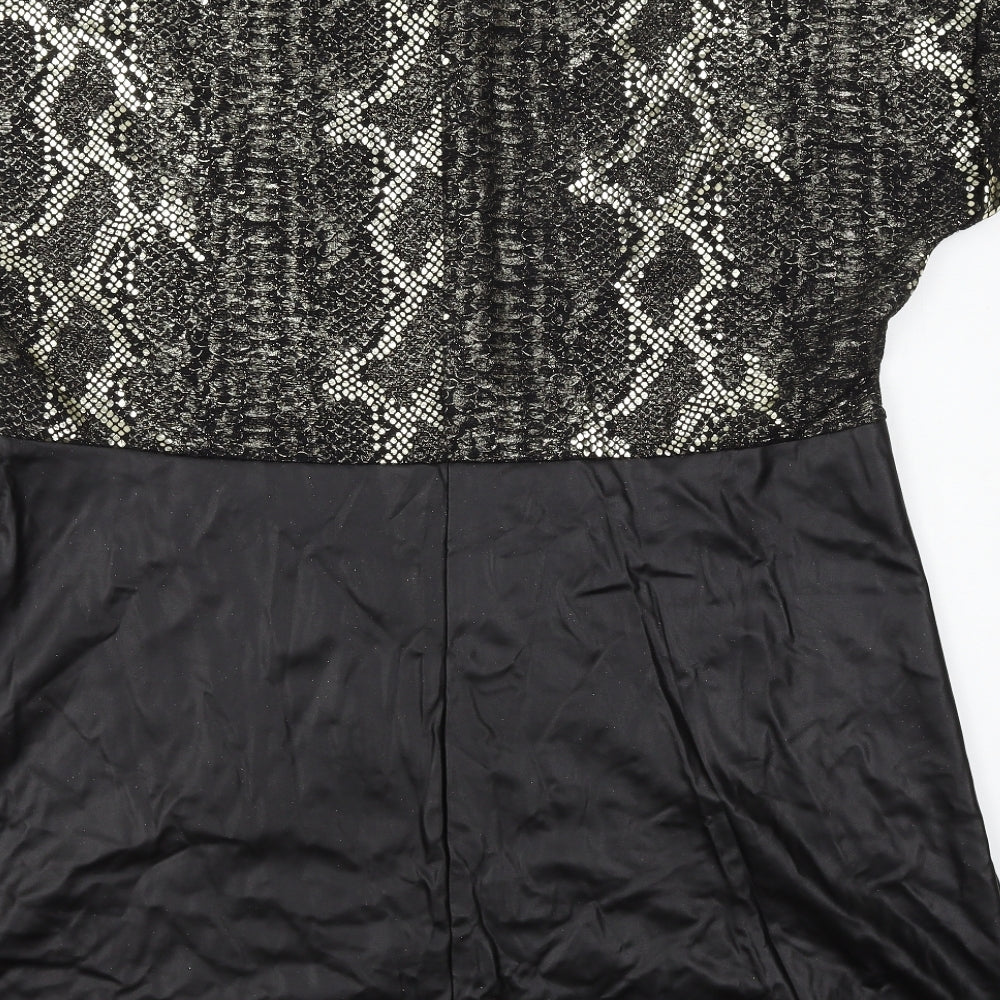 Simply Be Womens Black Animal Print  Shift  Size L