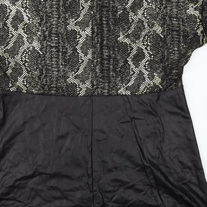 Simply Be Womens Black Animal Print  Shift  Size L