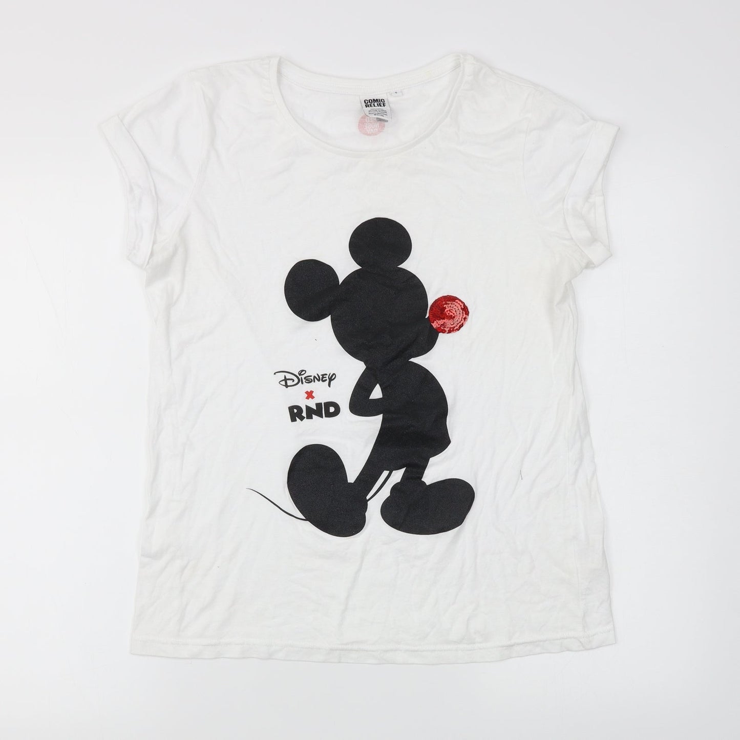 TJX Europe Womens Ivory   Basic T-Shirt Size S  - Comic Relief Mickey Mouse