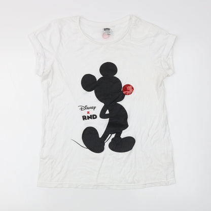 TJX Europe Womens Ivory   Basic T-Shirt Size S  - Comic Relief Mickey Mouse