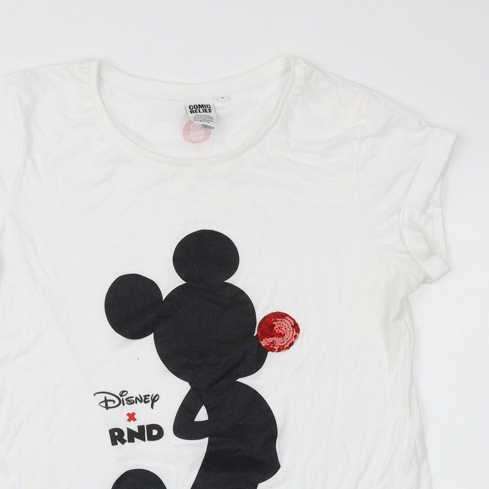 TJX Europe Womens Ivory   Basic T-Shirt Size S  - Comic Relief Mickey Mouse