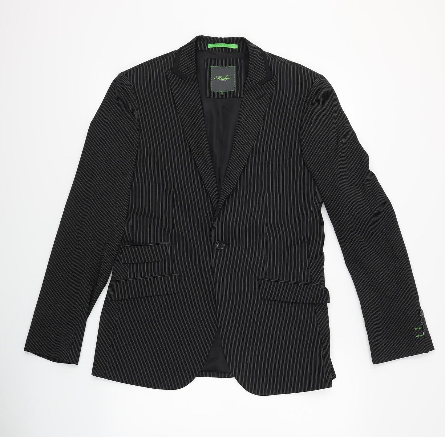 Method Mens Black Striped  Jacket Blazer Size 38
