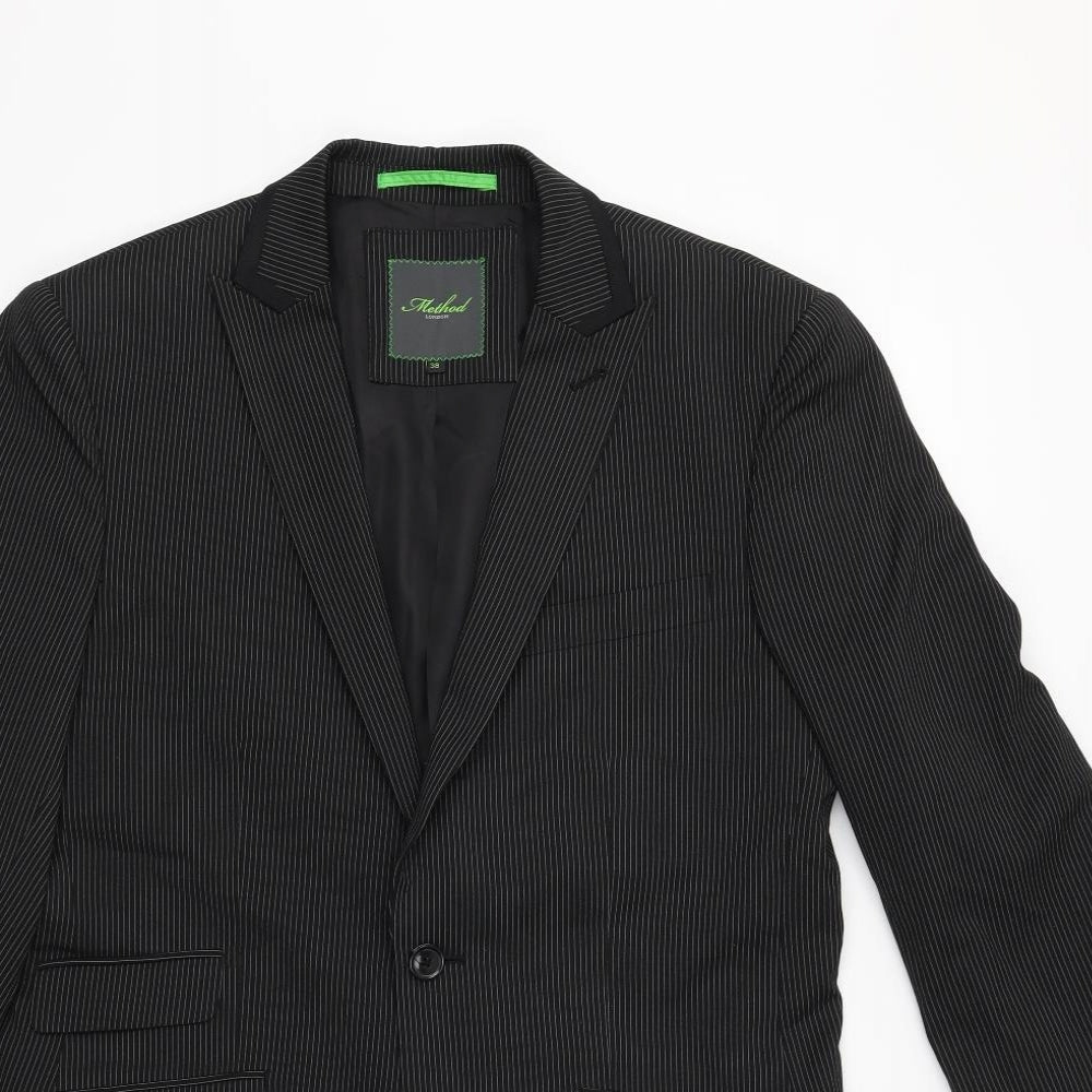 Method Mens Black Striped  Jacket Blazer Size 38
