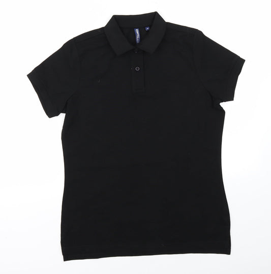 Asquith & Fox Womens Black   Basic Polo Size M