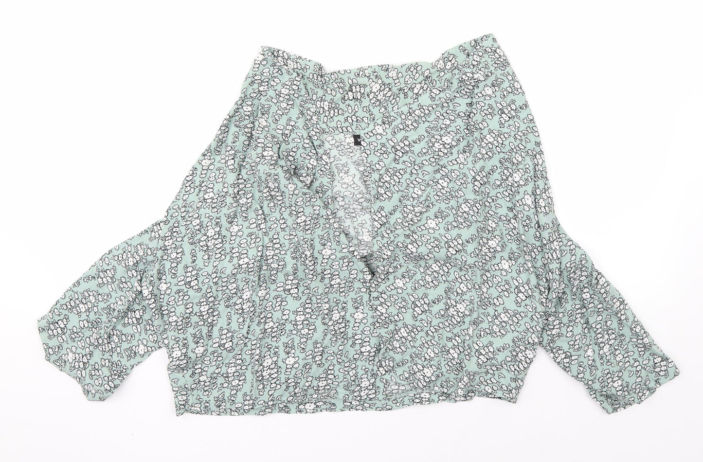 Warehouse Womens Green Floral  Cardigan Jumper Size 16