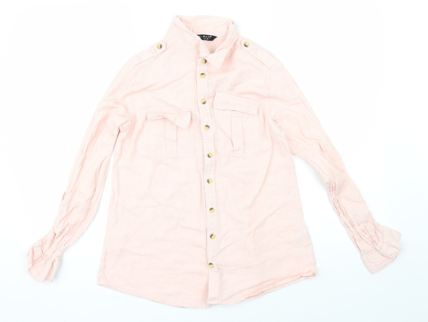 Womens UK Size 8 Select Pink Basic Button-Up