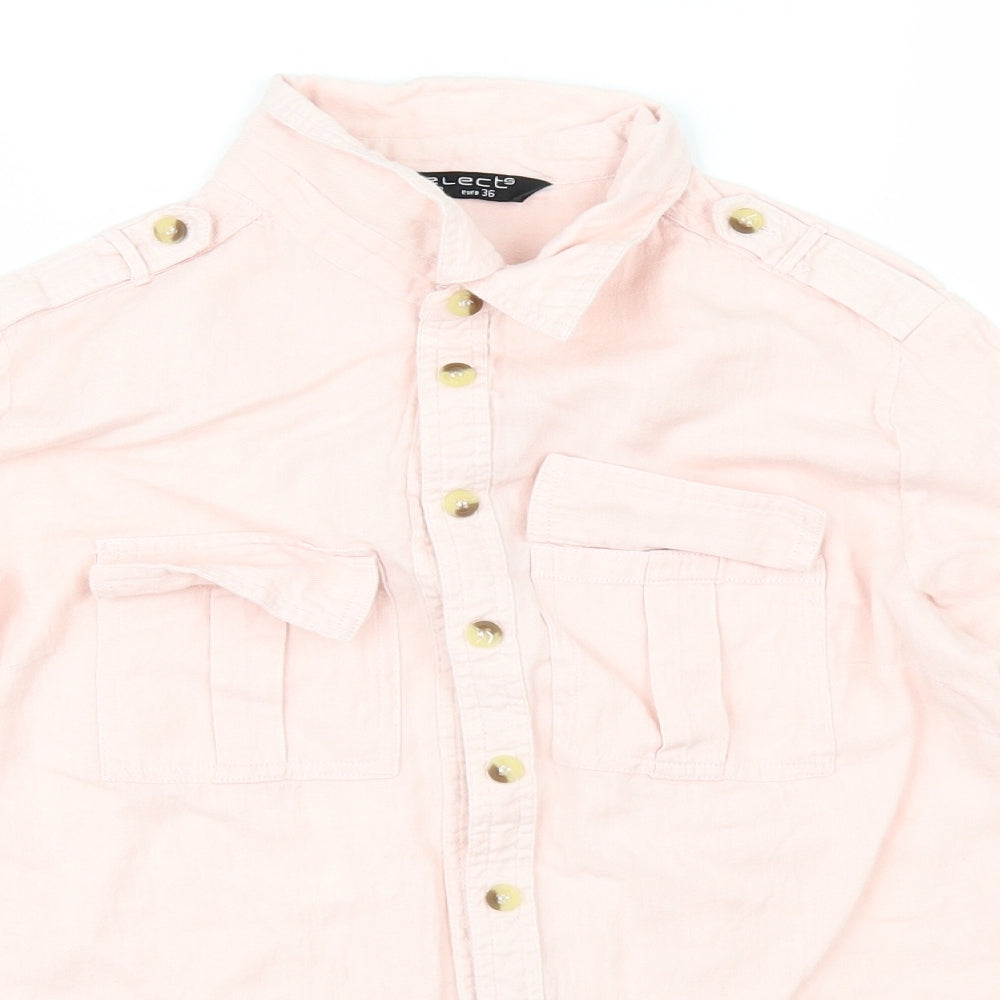Womens UK Size 8 Select Pink Basic Button-Up