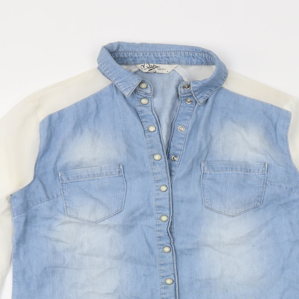 miss denim Womens Blue  Denim Basic Button-Up Size 8