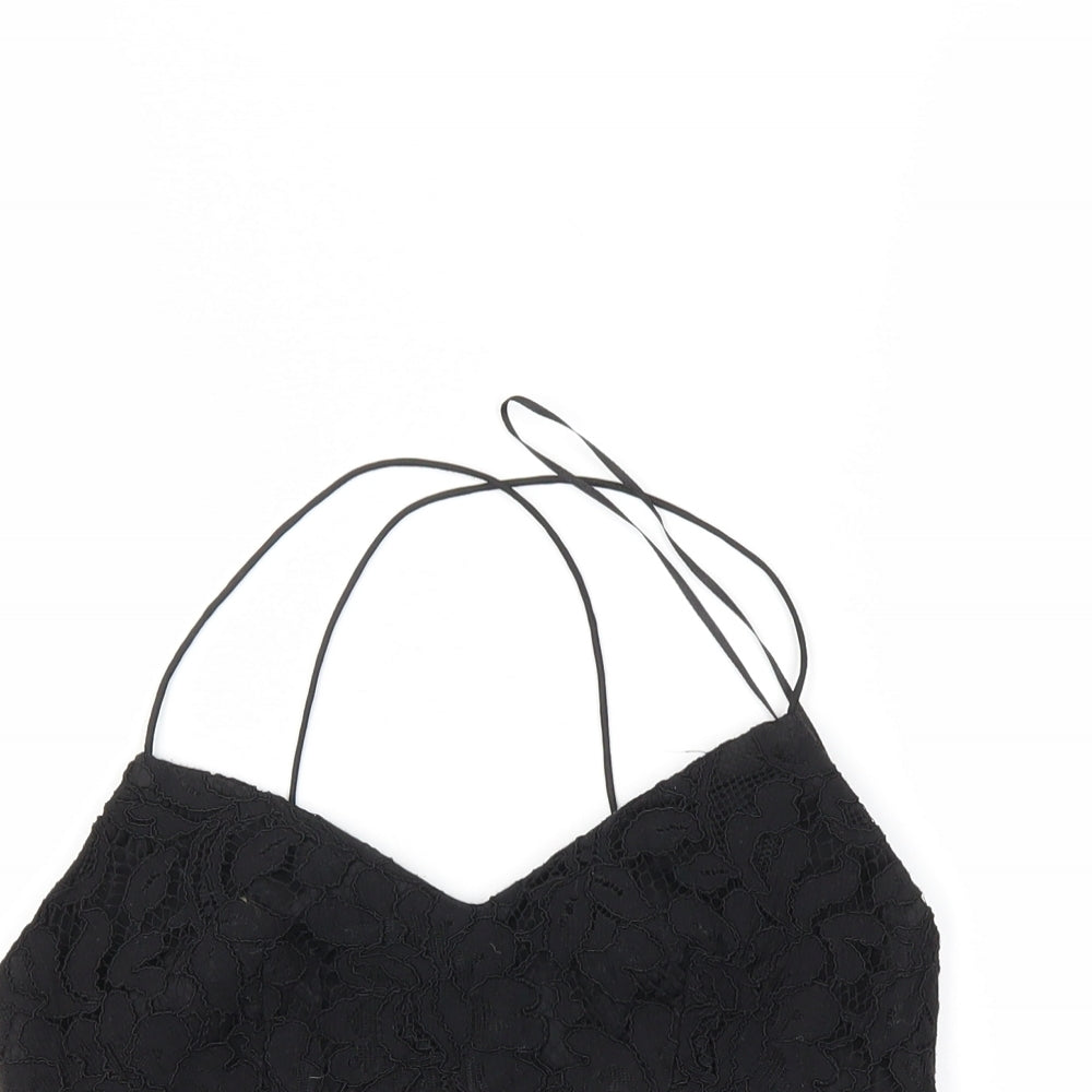 Womens UK Size 8 Topshop Black Cropped Tank