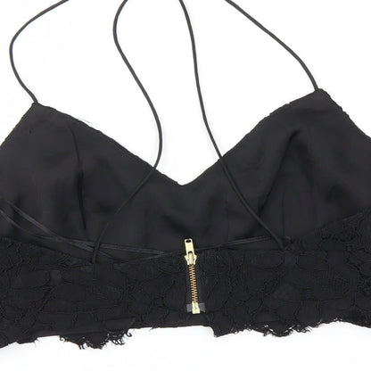 Womens UK Size 8 Topshop Black Cropped Tank