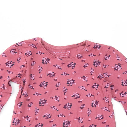 Primark Girls Red Floral  Basic T-Shirt Size 6-7 Years