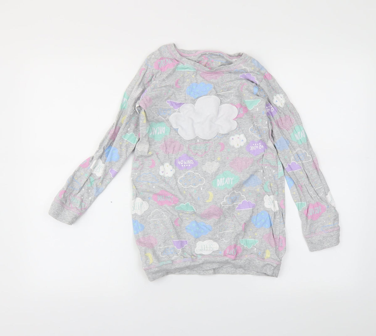 Tu Girls Grey Solid  Capri Pyjama Top Size 8-9 Years