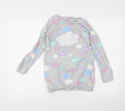 Tu Girls Grey Solid  Capri Pyjama Top Size 8-9 Years