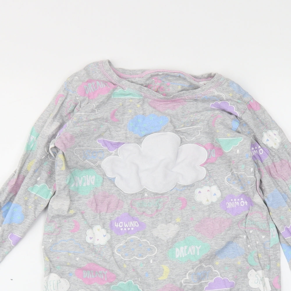 Tu Girls Grey Solid  Capri Pyjama Top Size 8-9 Years