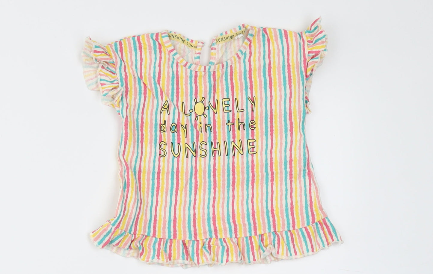 Mini Club Girls Yellow Striped  Basic T-Shirt Size 12-18 Months