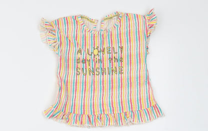 Mini Club Girls Yellow Striped  Basic T-Shirt Size 12-18 Months