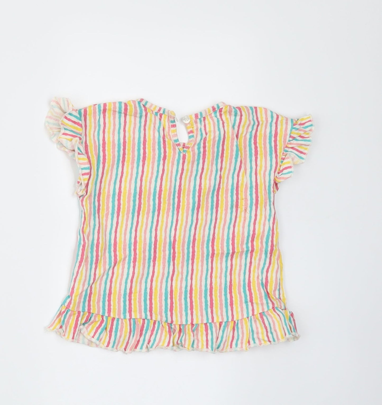 Mini Club Girls Yellow Striped  Basic T-Shirt Size 12-18 Months