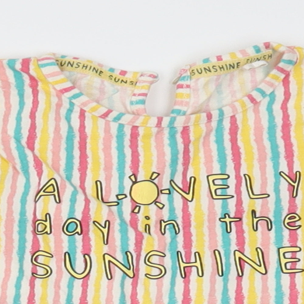Mini Club Girls Yellow Striped  Basic T-Shirt Size 12-18 Months