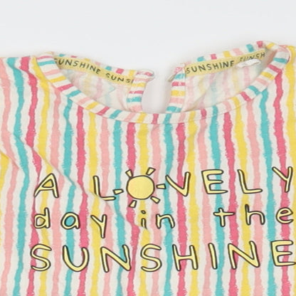 Mini Club Girls Yellow Striped  Basic T-Shirt Size 12-18 Months