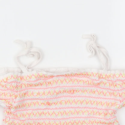 George Girls White Striped  Basic T-Shirt Size 7-8 Years
