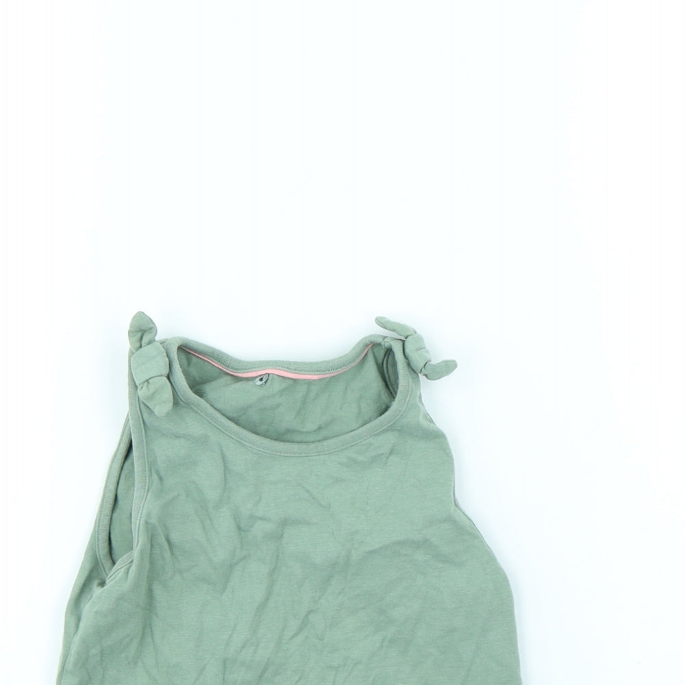 Close-up detail of George girls’ green basic tank, size 8, years