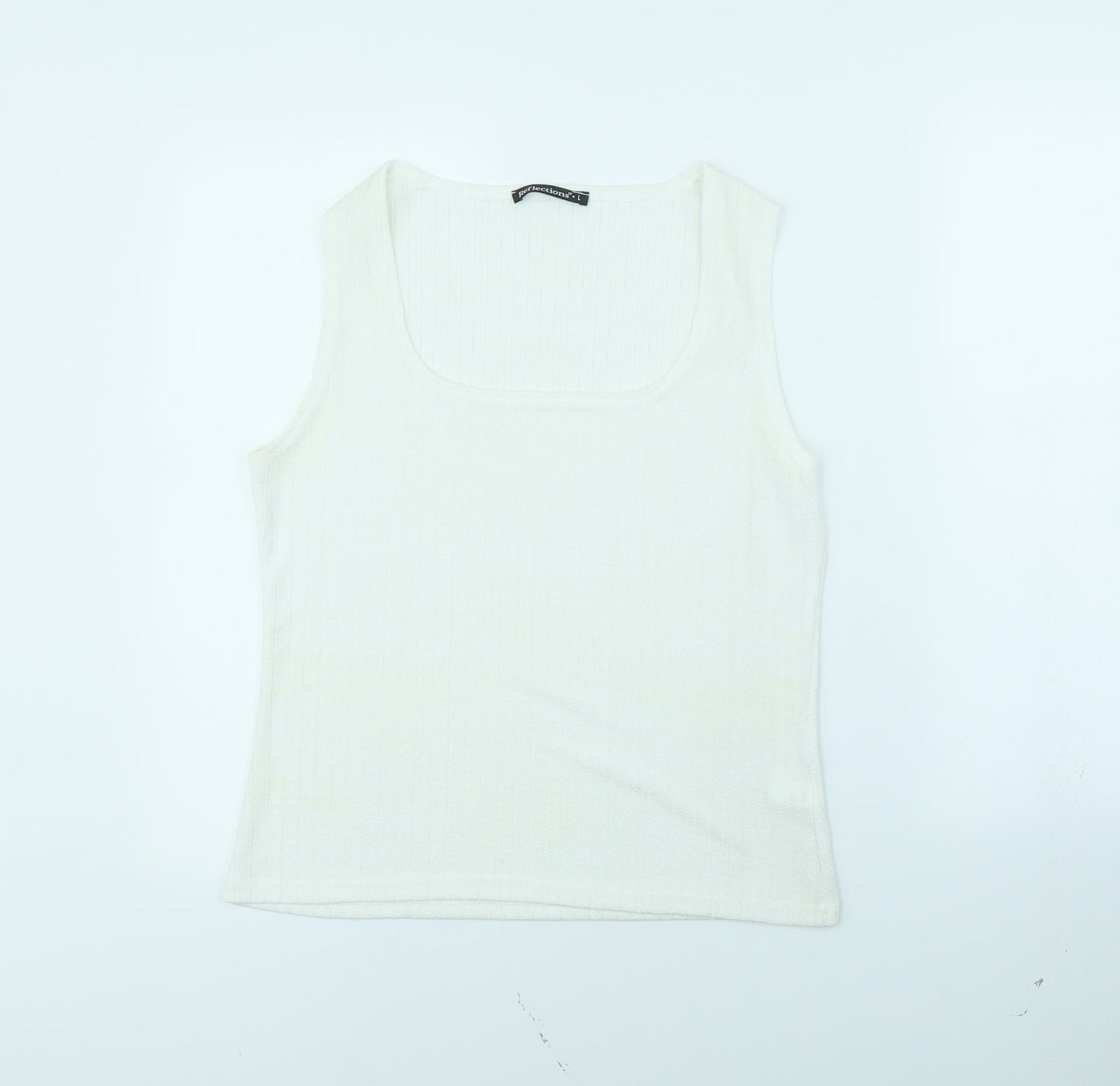 Womens UK Size L Reflections White Basic Tank