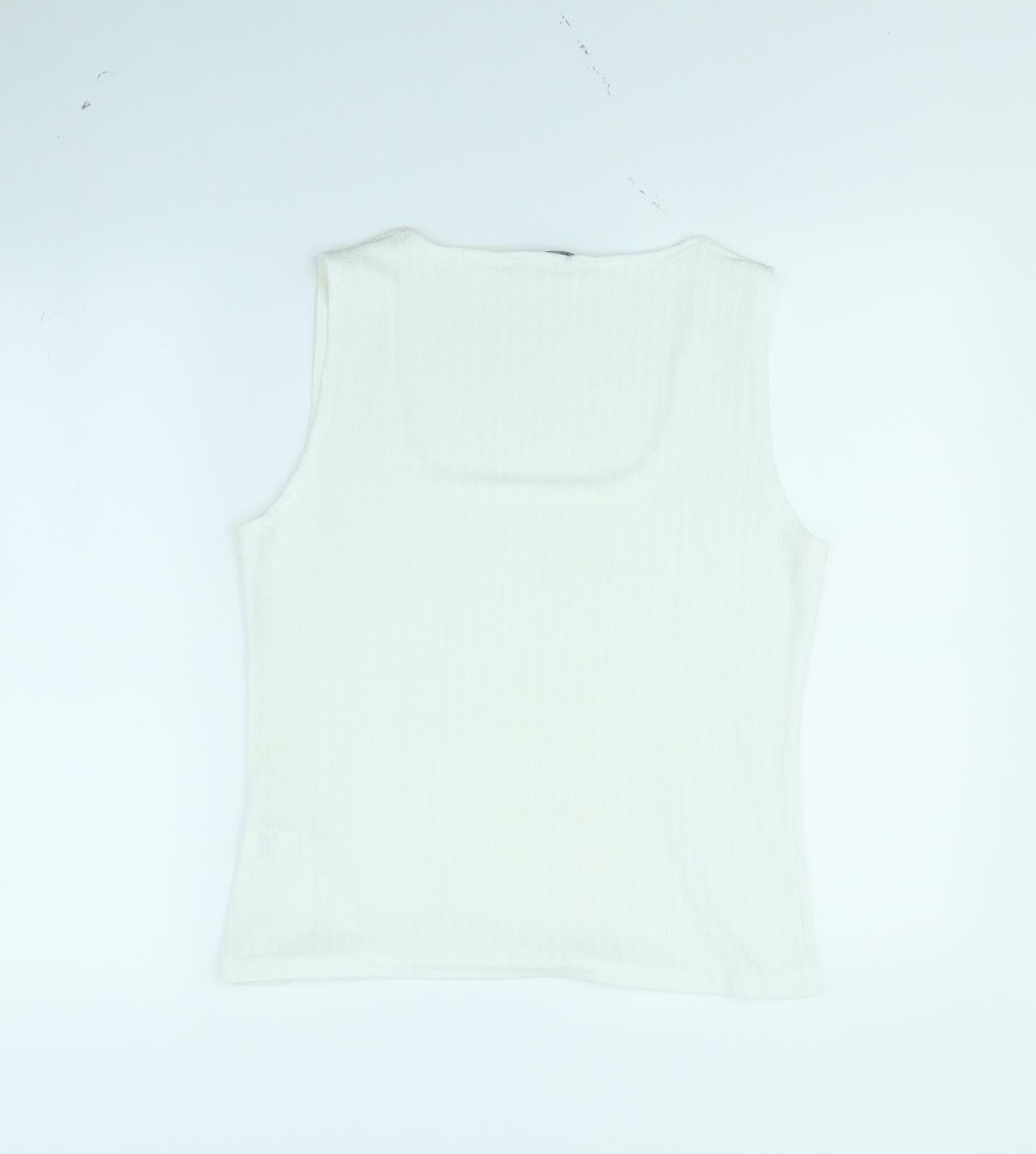 Womens UK Size L Reflections White Basic Tank