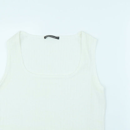 Womens UK Size L Reflections White Basic Tank