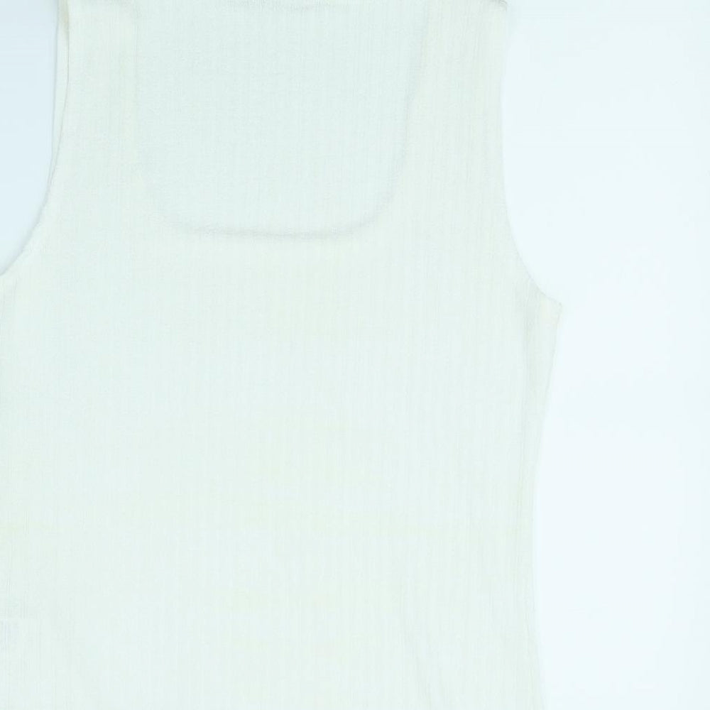 Womens UK Size L Reflections White Basic Tank