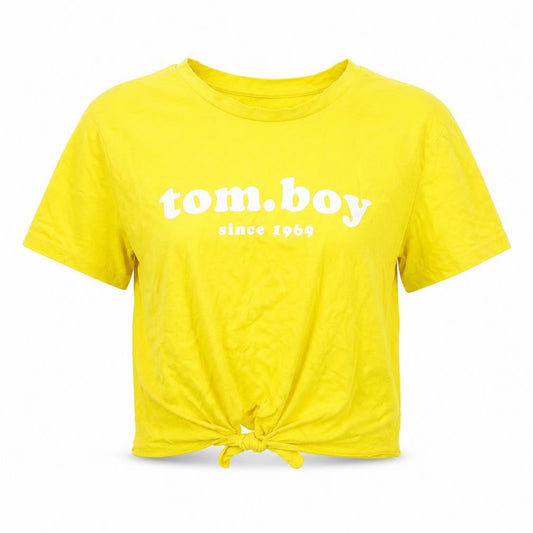 Womens UK Size XS Divided Yellow Cropped T-Shirt