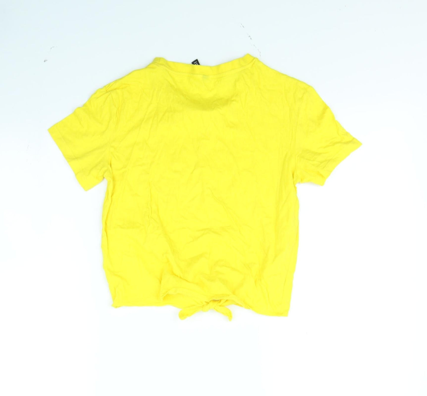 Womens UK Size XS Divided Yellow Cropped T-Shirt