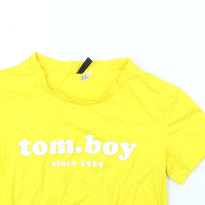 Womens UK Size XS Divided Yellow Cropped T-Shirt