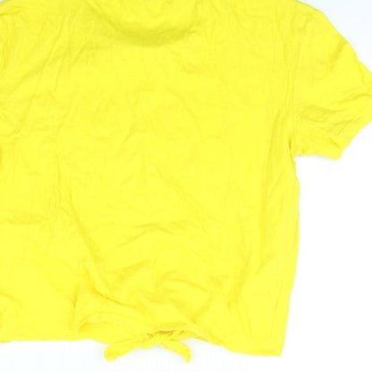 Womens UK Size XS Divided Yellow Cropped T-Shirt