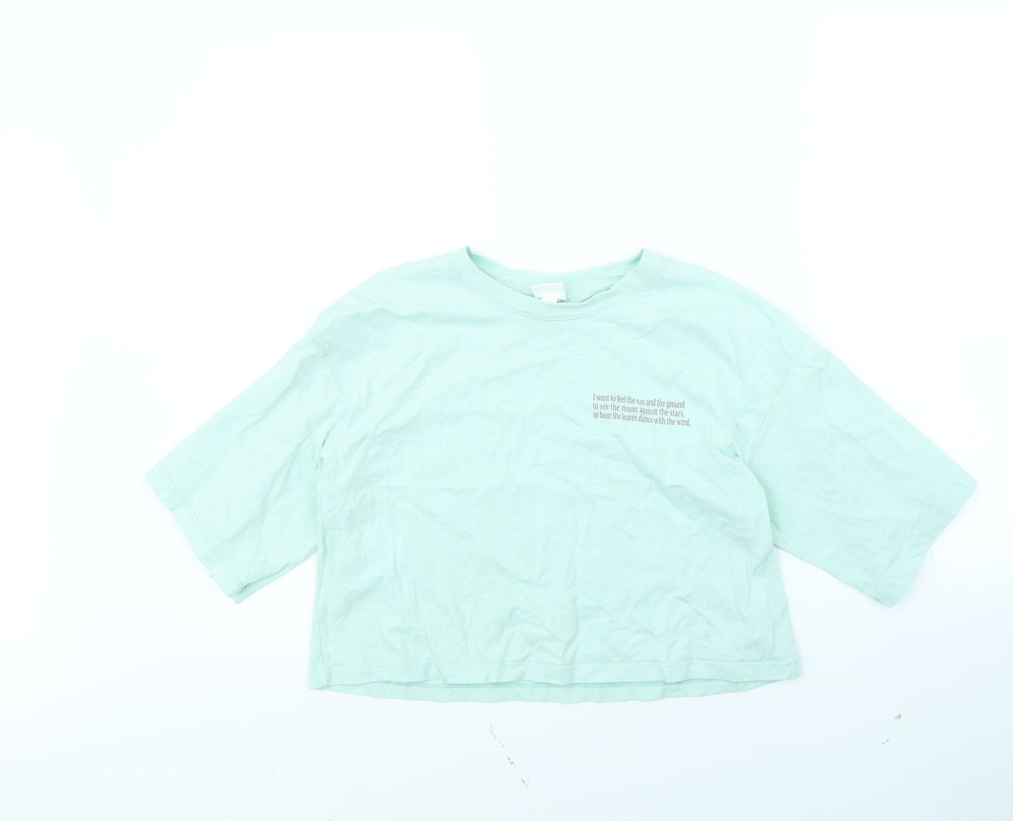 Womens UK Size S H&M Green Cropped T-Shirt