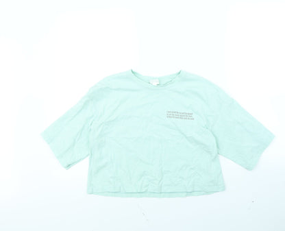 Womens UK Size S H&M Green Cropped T-Shirt