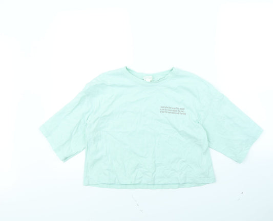 Womens UK Size S H&M Green Cropped T-Shirt