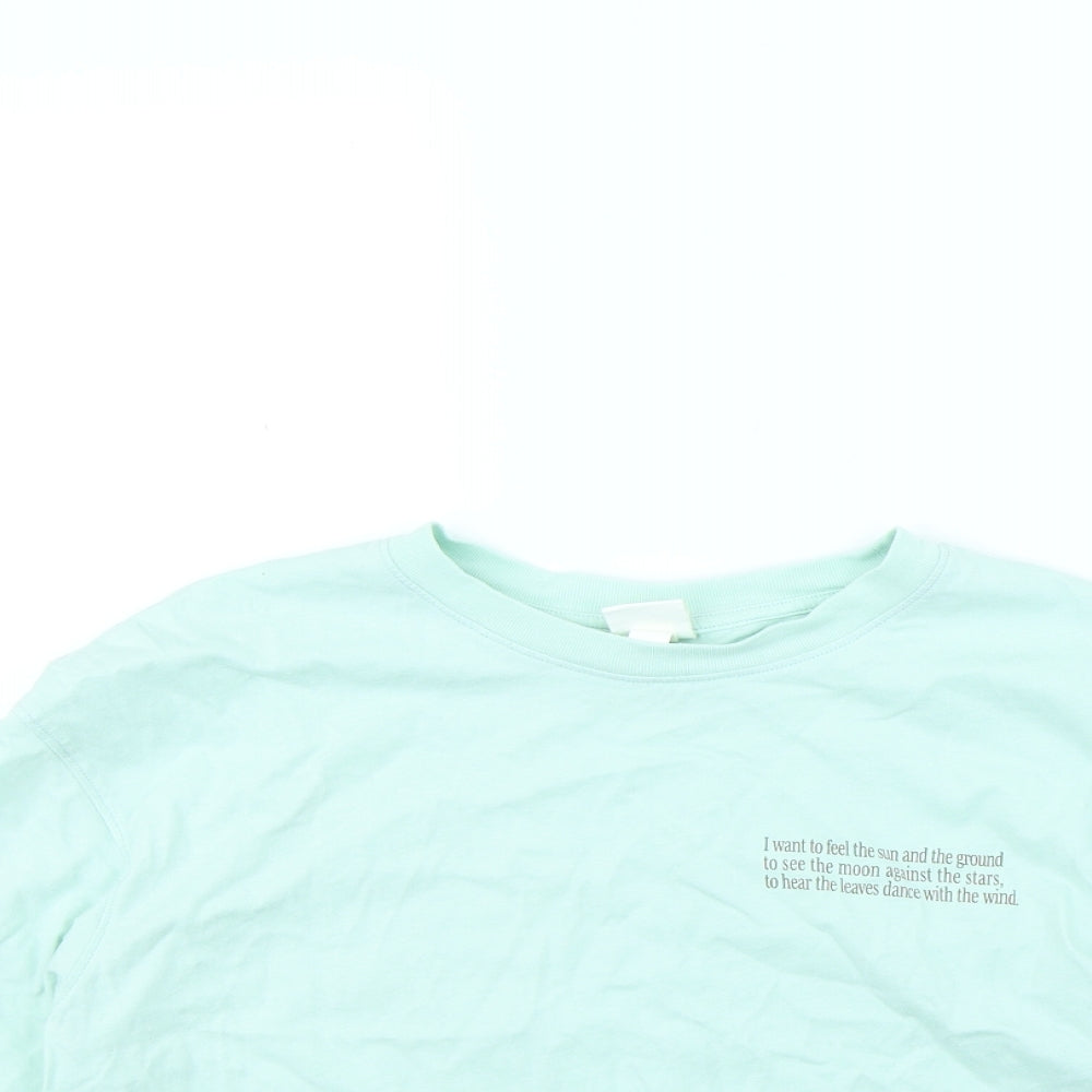 Womens UK Size S H&M Green Cropped T-Shirt