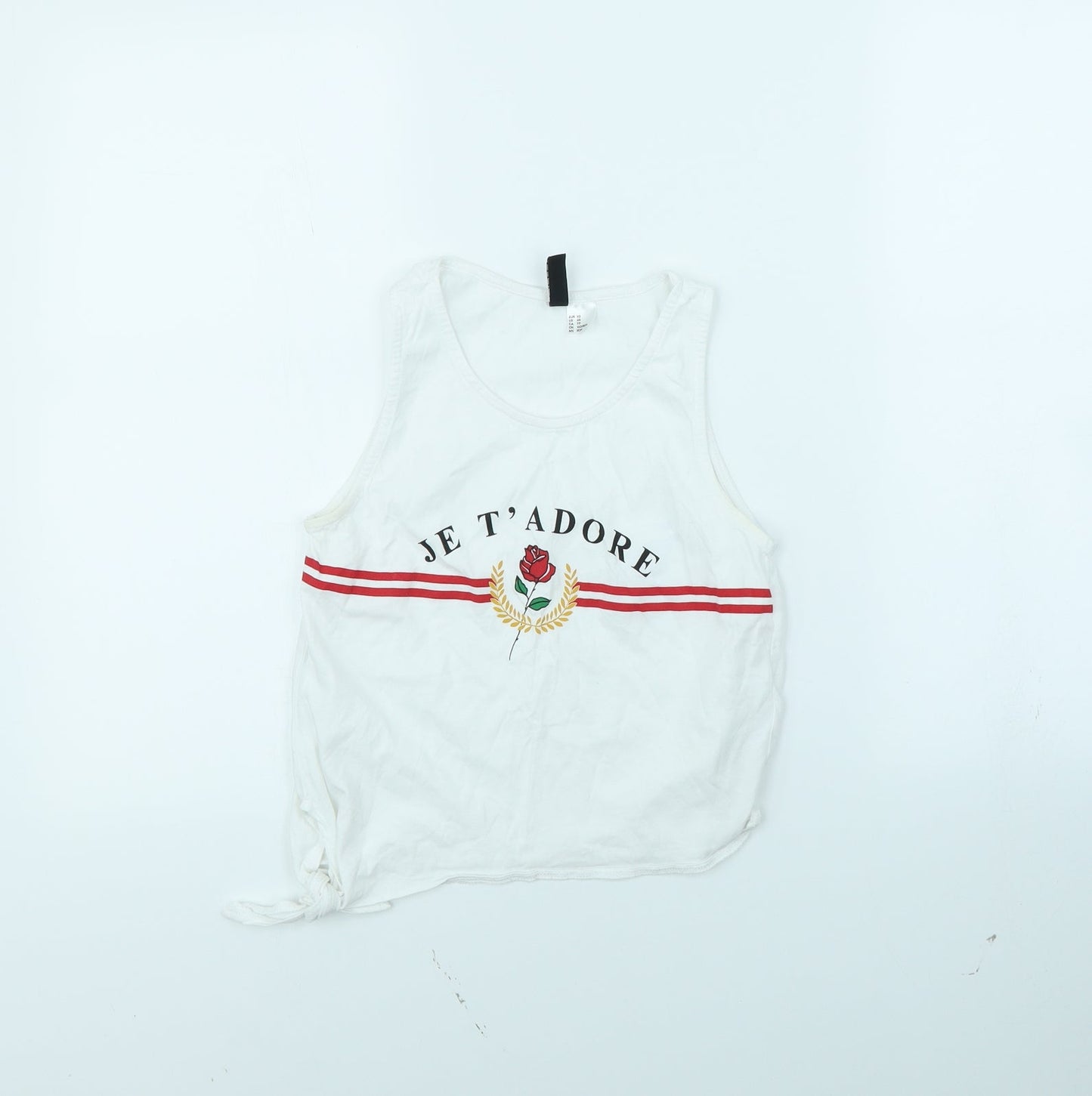 Womens UK Size XS Divided White Basic Tank