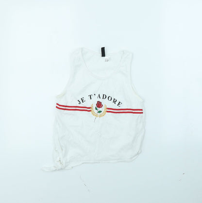 Womens UK Size XS Divided White Basic Tank