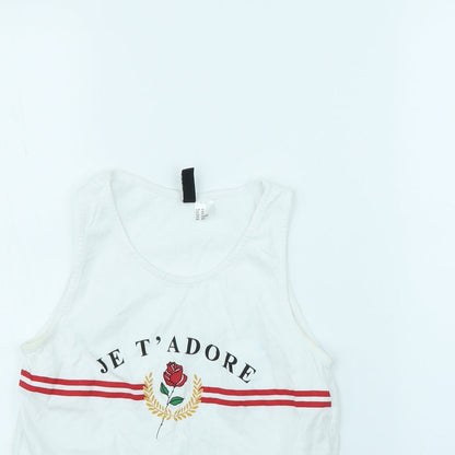 Womens UK Size XS Divided White Basic Tank