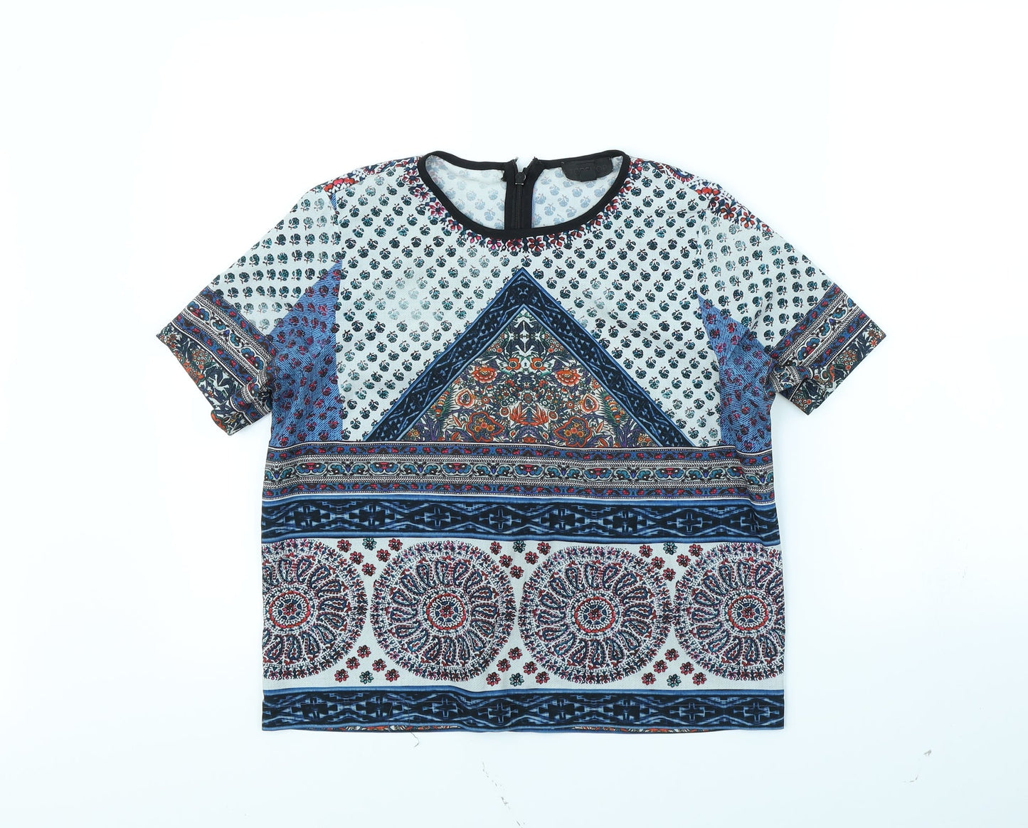 Womens UK Size 8 Topshop Multicoloured Cropped T-Shirt